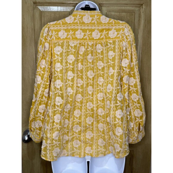 Pilcro Anthropologie Embroidered Shirt La Bella Femme Buttondown $148 Size Large - Picture 2 of 10